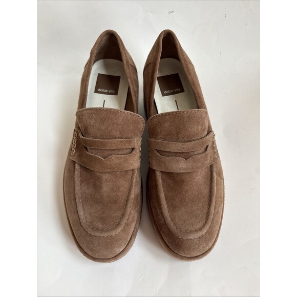 NWOB Dolce Vita Womens Yanni Chestnut Suede Platform Penny Loafer Size 6 - Picture 2 of 8